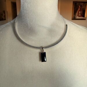 MarlaWynne Silver Slide Necklace with Black Pendant
